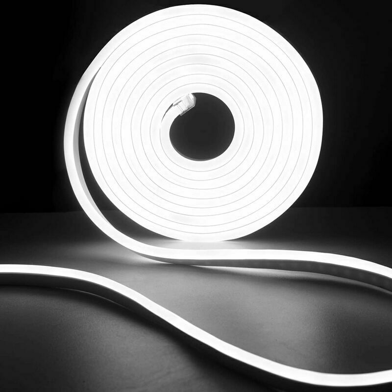 Neon-led-streifen, 2 M Kaltweißer Led-lichtstreifen, 220 V Flexibler Neon-led-streifen, Ip65, 120 Leds/m, Flexibler Neon-led-streifen Für Die Innen- Und Außendekoration (netzteil Im Lieferumfang Entha