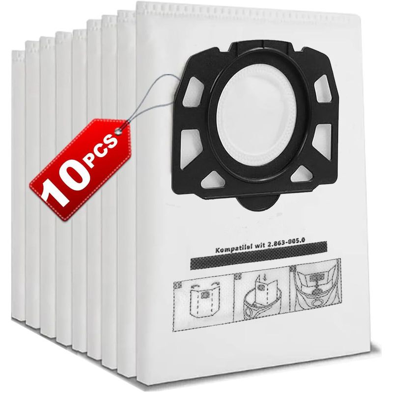 Lot De 10 Sacs Pour Kärcher Wd4 Wd5 Wd6 P Wd5p Wd6p Premium 2.863-006.0 Kfi 487 Mv4 Mv5 Mv6 Sac À Poussière Aspirateurs Karcher
