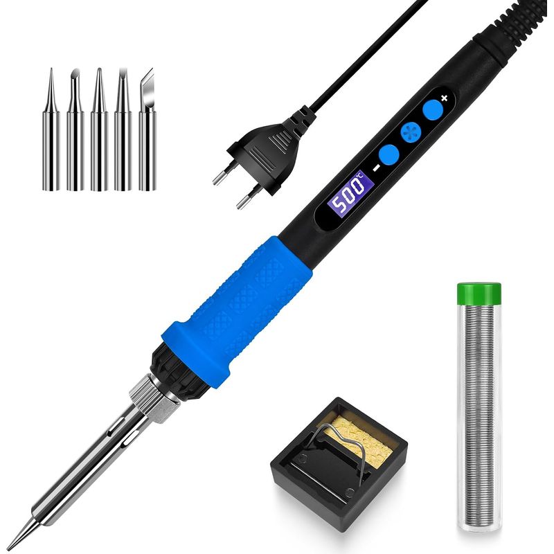 Lötset Mit Lcd-bildschirm, 100-w-led-anzeige, Einstellbarer Temperatur, Lötkolben Mit Automatischer Abschaltfunktion, Lötpistole Mit 5 Lötspitzen, Lötzinn, Ständer Und Lötwerkzeug