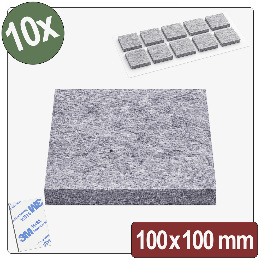Quadrios 26sa114 Filzgleiter Selbstklebend, Rund Grau (l X B X H) 100 X 100 X 4 Mm 10 St.