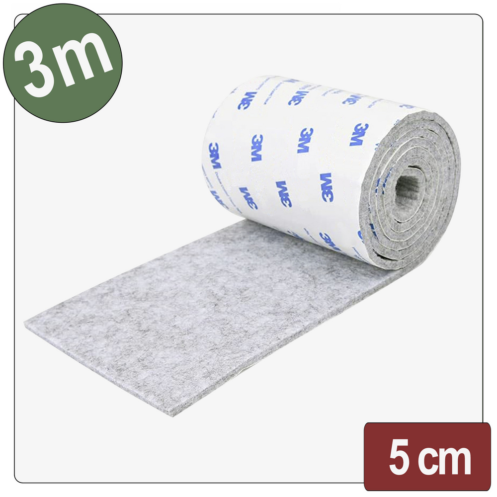 Quadrios 26sa121 Filzgleiter Selbstklebend, Rund Grau (l X B X H) 3000 X 50 X 4 Mm 3 M