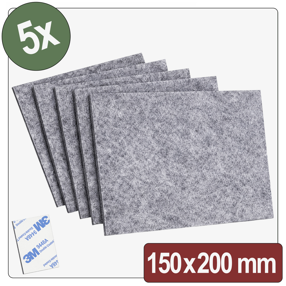 Quadrios 26sa116 Filzgleiter Selbstklebend, Rund Grau (l X B X H) 150 X 200 X 4 Mm 5 St.