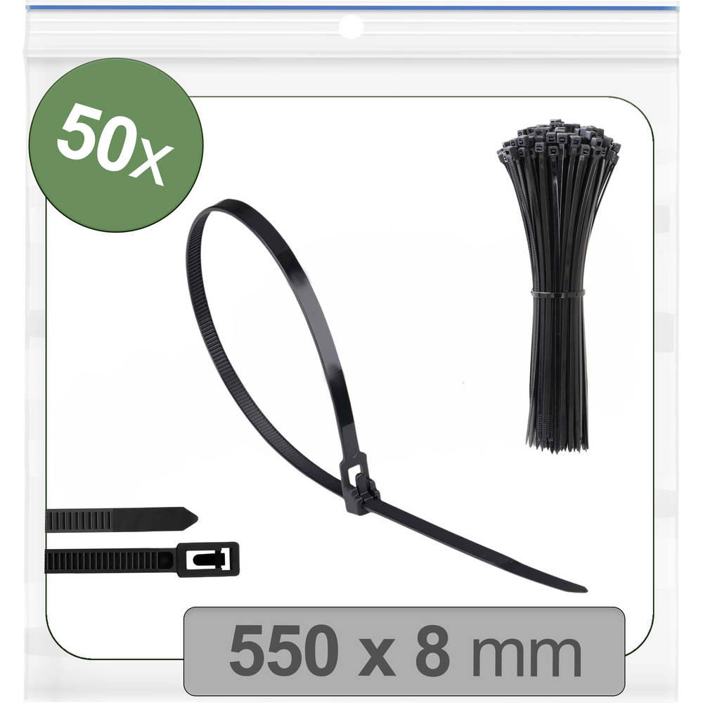 Quadrios 25ca701 25ca701 Kabelbinder 550 Mm 8 Mm Schwarz Lösbar, Mit Hebelverschluss, Uv-stabilisier
