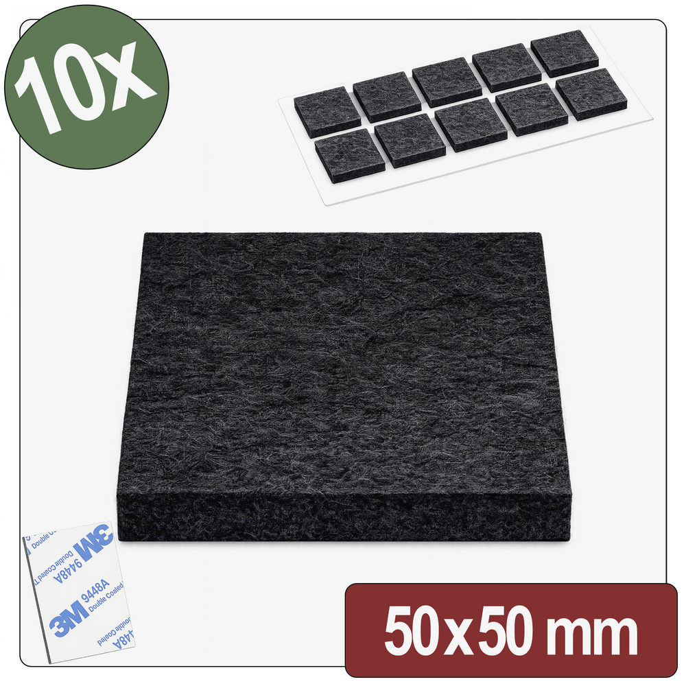 Quadrios 26sa136 Filzgleiter Selbstklebend, Rund Schwarz (l X B X H) 50 X 50 X 4 Mm 10 St.
