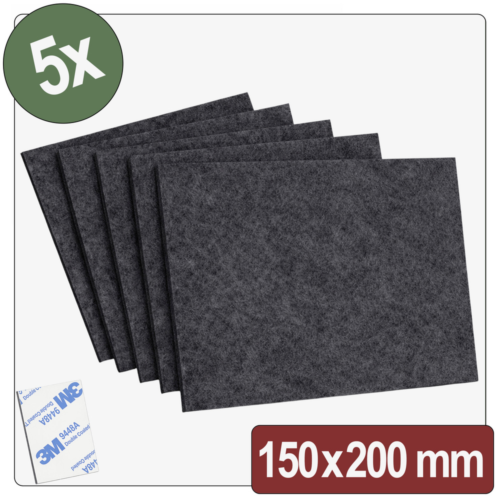 Quadrios 26sa139 Filzgleiter Selbstklebend, Rund Schwarz (l X B X H) 150 X 200 X 4 Mm 5 St.