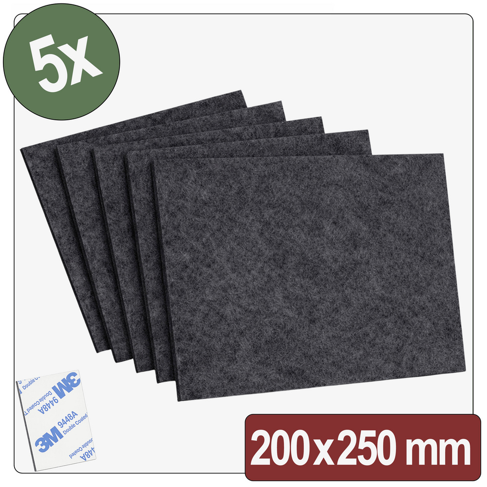 Quadrios 26sa140 Filzgleiter Selbstklebend, Rund Schwarz (l X B X H) 200 X 250 X 4 Mm 5 St.