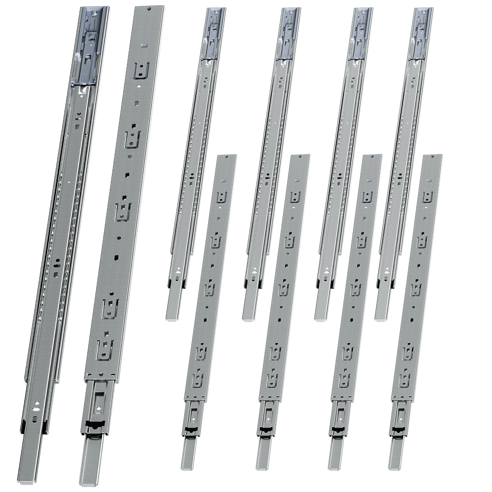 Randaco 5 Paar Schubladenschienen 650 Mm Vollauszug, 3-teilig, Softclose Mit Selbsteinzug, 45 Kg Tragkraft, Schubladenauszug Aus Stahl