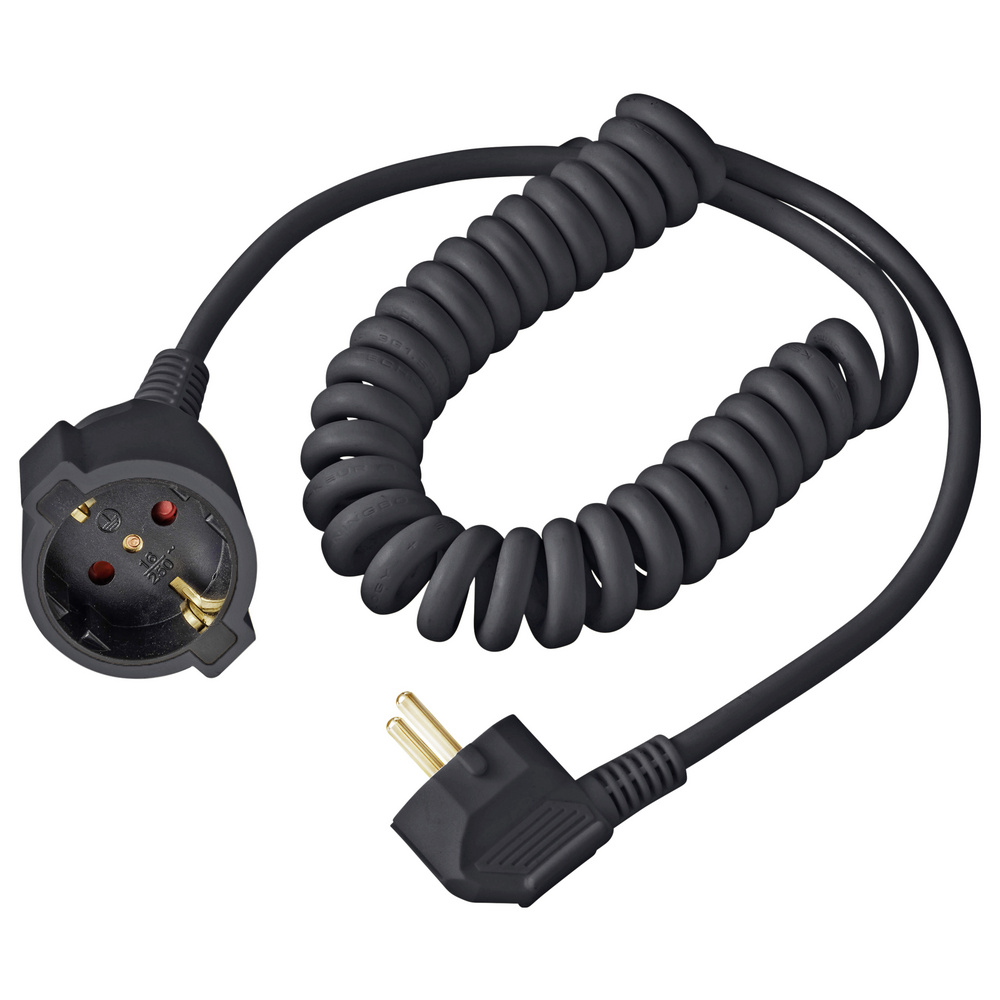 Sygonix Sy-7279266 Strom Verlängerungskabel 16 A Schwarz 2.50 M H05vv-f 3g 1,5 Mm² Spiralkabel