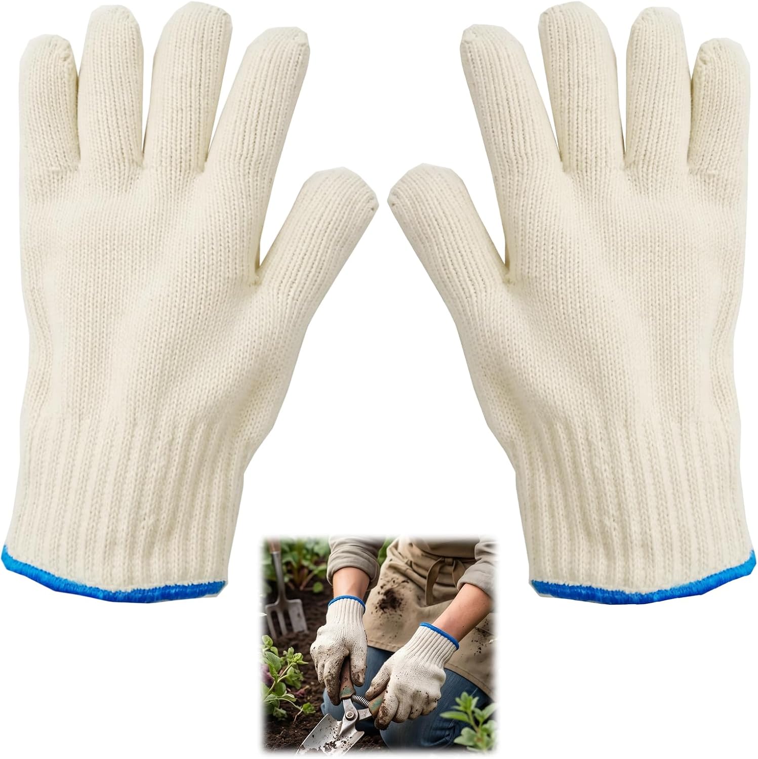 Paire De Gants De Cuisine Résistants À La Chaleur, Adaptés Aux Grils, Gants De Cuisine En Coton Pour La Pâtisserie Et La Boulangerie, Taille Unique.