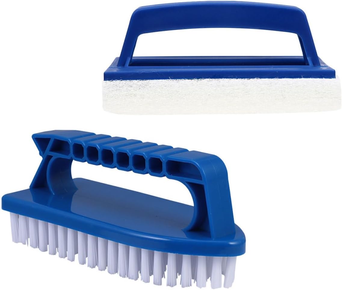 Brosses De Nettoyage Manuelles Bleues Pour Piscine (2 Pièces, Plastique Étanche) Pour Nettoyer Les Coins Étroits Des Marches De Piscine.