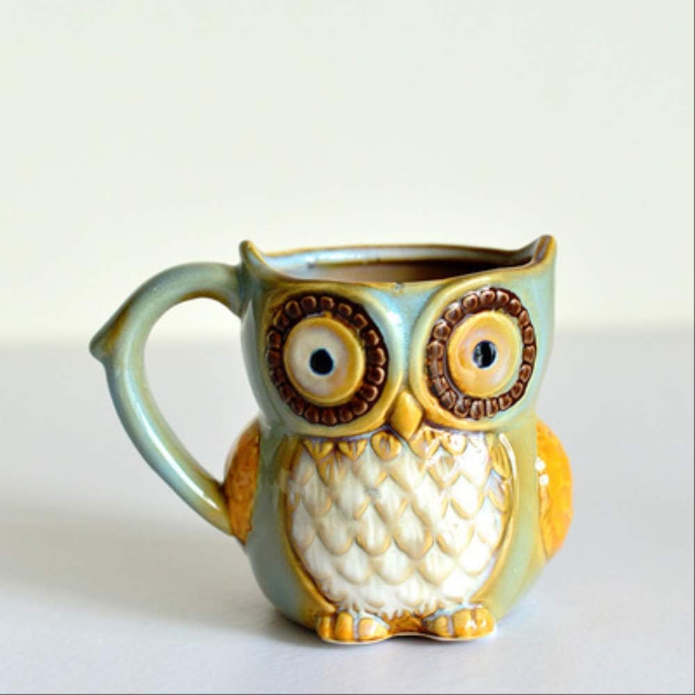 Mug Hibou En Céramique, Mug À Café Amusant Et Mignon, Motif Dessin Animé, Idéal Pour La Maison, La Cuisine Et Le Bureau (bleu)