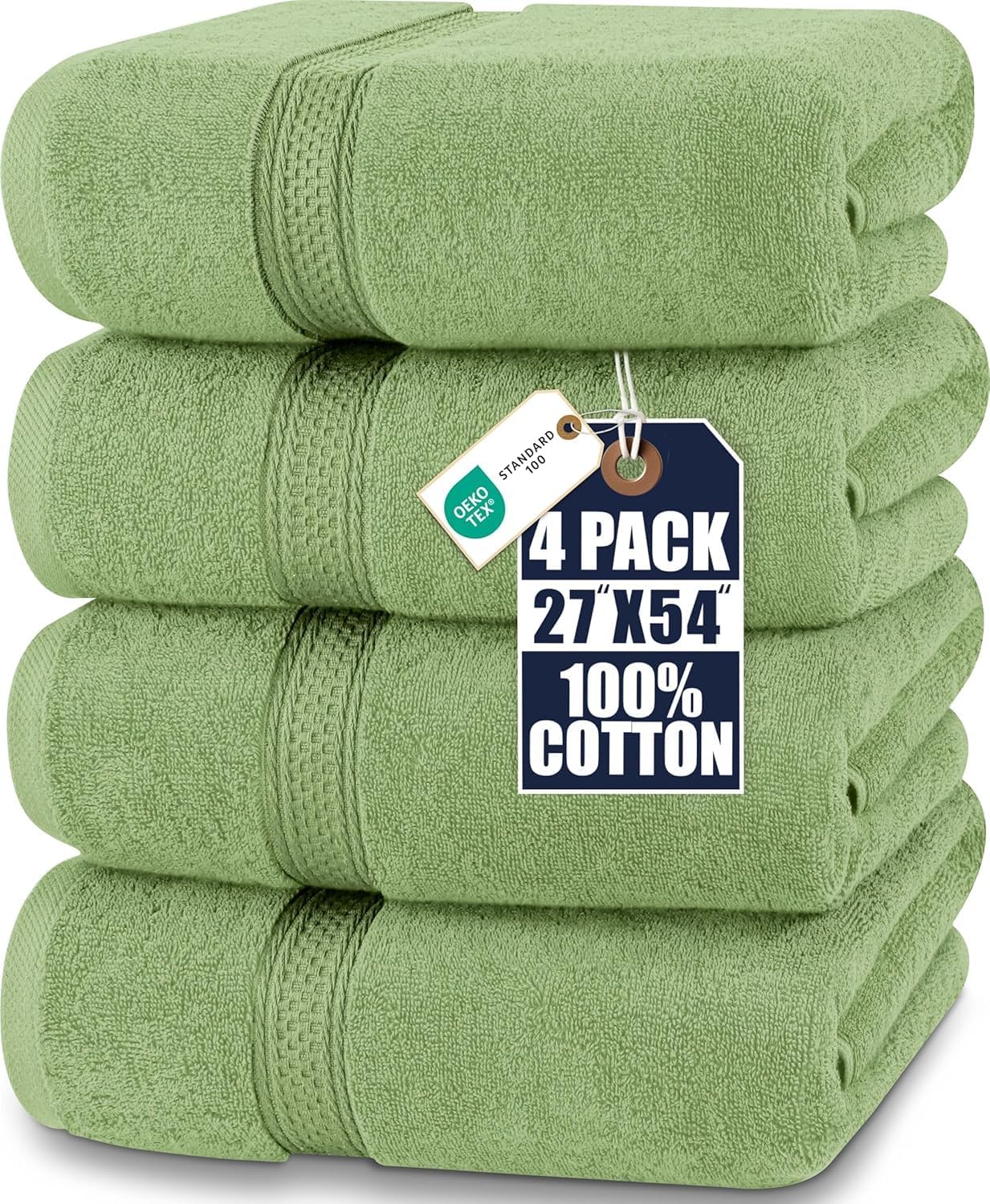 Lot De 4 Serviettes De Bain, 70 X 140 Cm. Serviettes Extra Douces Et Absorbantes, Bleues.