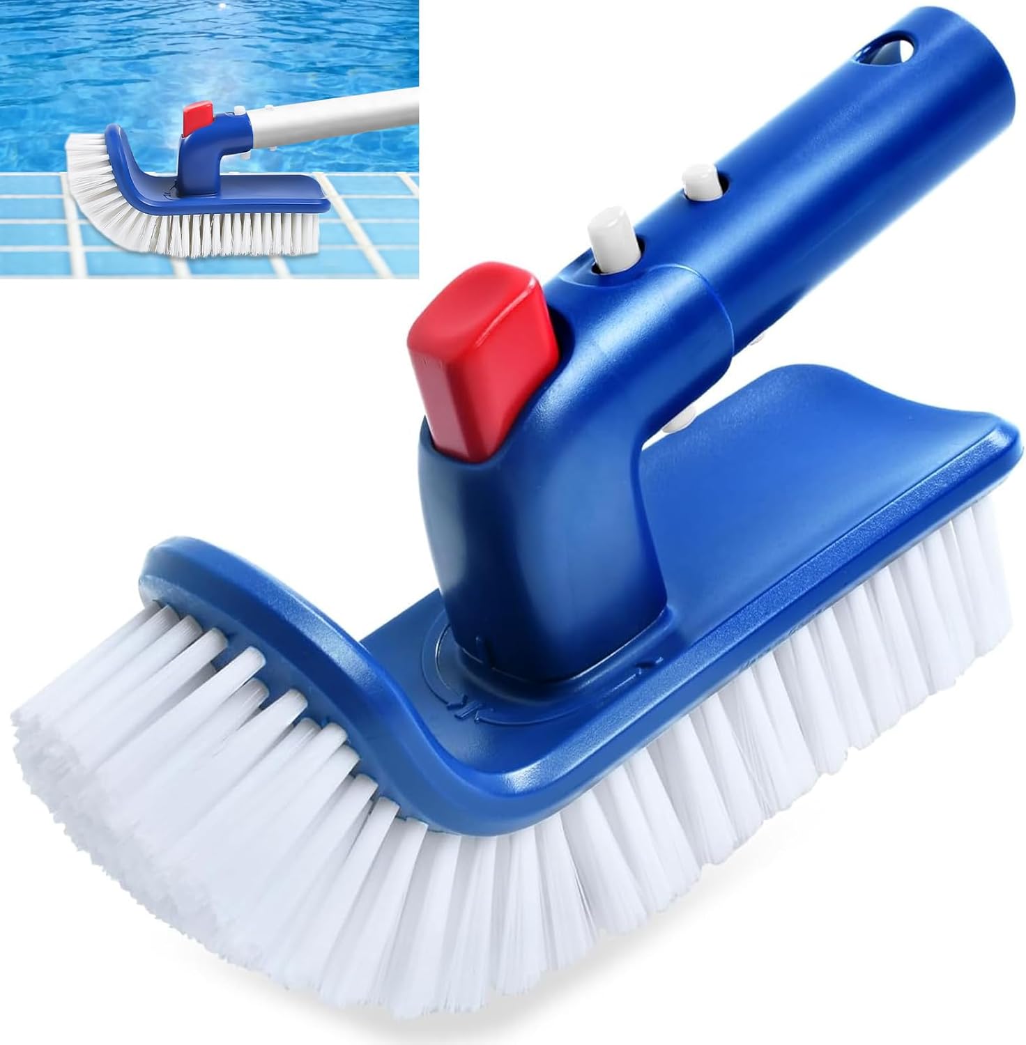 Tête De Brosse Pour Piscine, Tête De Brosse Rotative À 180°, Brosse Pour Carrelage, Fond Et Parois De Piscine, Brosse De Nettoyage Avec Manche, Pour Salle De Bain, Spa Et Cuisine