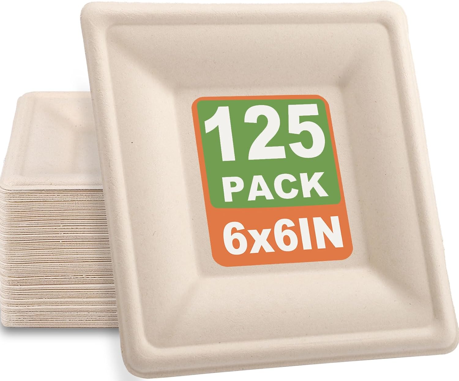 Lot De 125 Assiettes En Carton, 15 X 15 Cm, Assiettes Carrées, Idéales Pour Les Fêtes, Les Pique-niques Et Le Camping (marron Naturel).