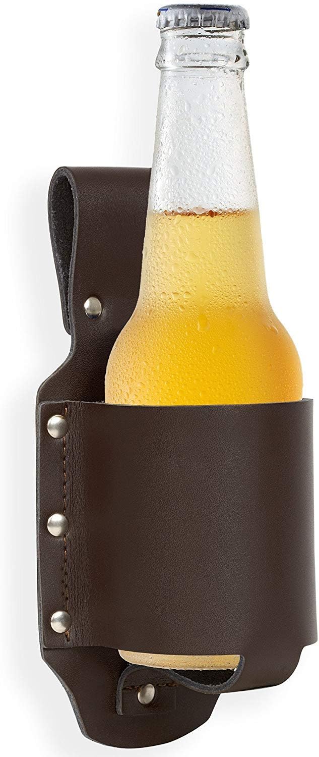 Porte-bouteilles De Bière En Cuir, Lot De 2, Marron