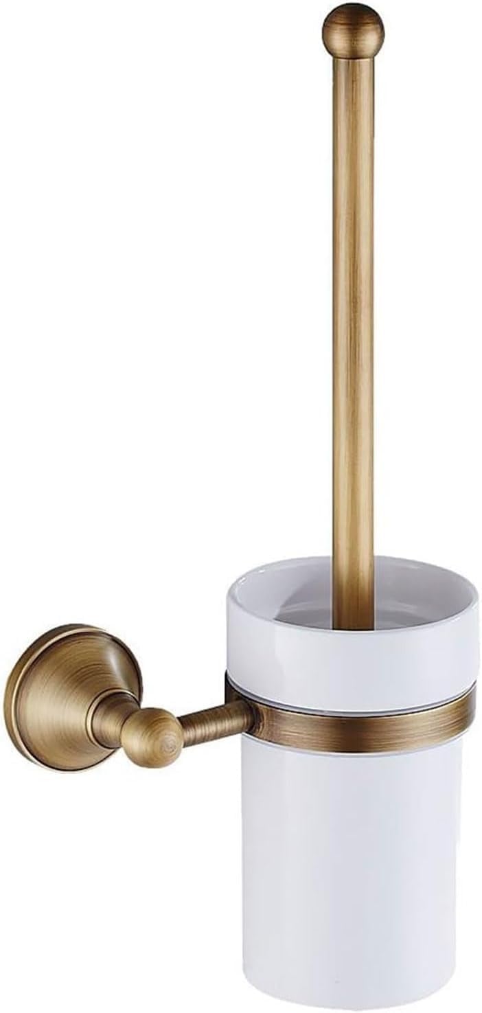 Porte-brosse Wc En Laiton Antique, Brosse Wc Murale Pour Salle De Bain, Brosse Avec Gobelet En Céramique, Accessoires De Salle De Bain.
