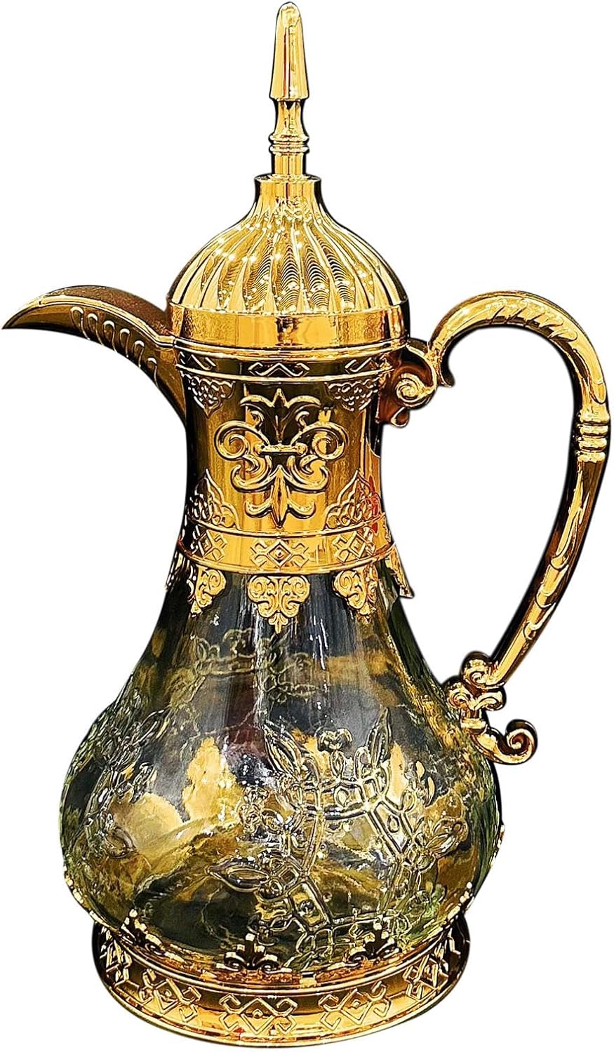 Cafetière Arabe, Théière Arabe, Théière En Verre Pratique De 1,6 Litre Pour La Maison, Idéale Pour L'Aïd Al-fitr, Les Réunions, Les Fêtes, Les Voyages Et La Cuisine, Couleur Or