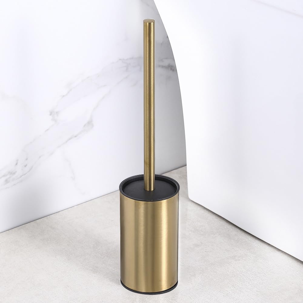 Brosse De Toilette Autoportante Et Robuste En Acier Inoxydable Avec Support (dorée)