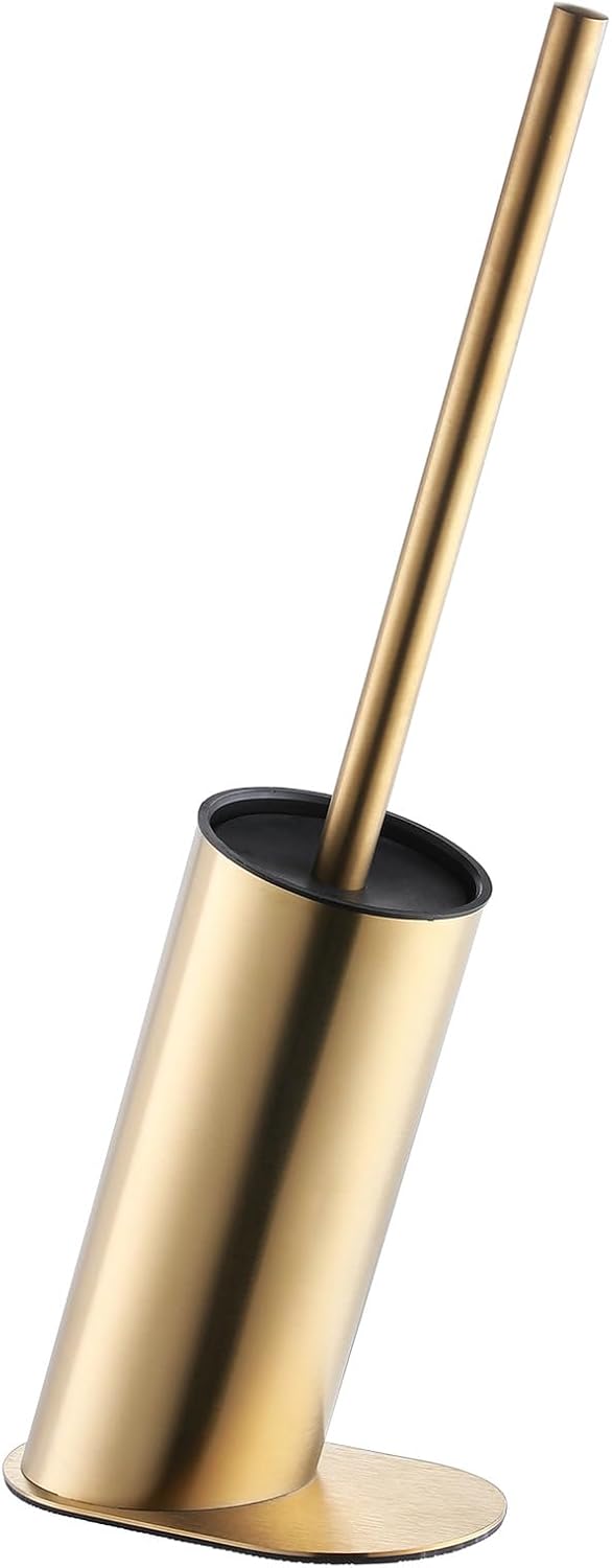 Brosse Wc Compacte En Acier Inoxydable Avec Support, Autoportante, Nettoyant Robuste Pour Salles De Bains (or)