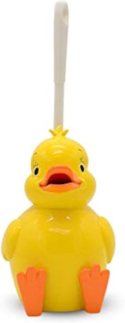 Brosse De Toilette Compacte Avec Support, Motif Canard, Brosse Et Tige En Résine Jaune Pour Toilettes Et Salle De Bain