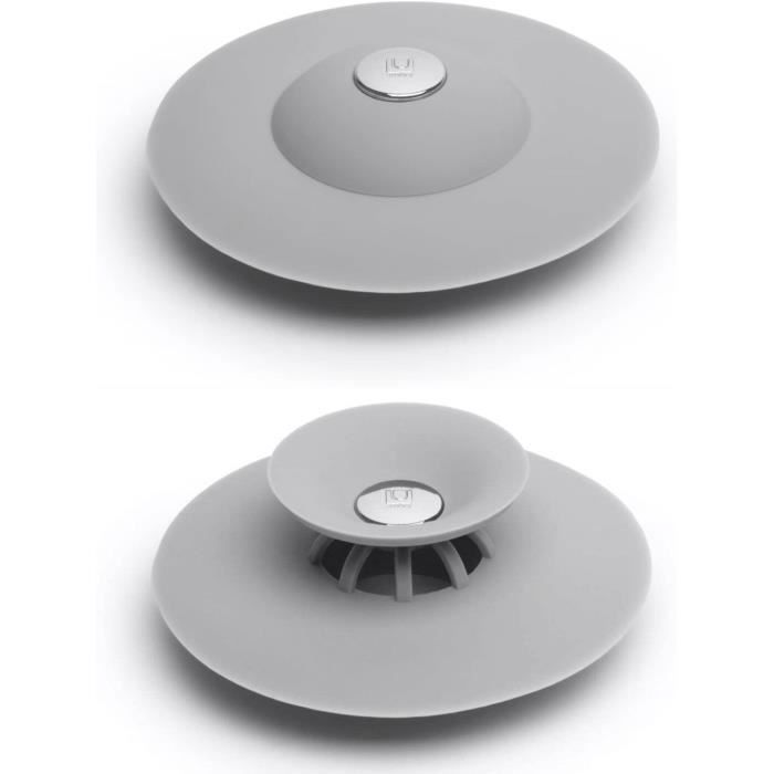 Badewannenstöpsel – Silikon – Haarfilter – 2er-pack – Grau