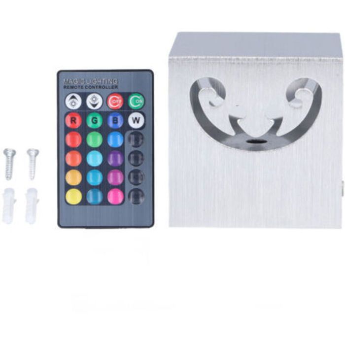 3w Rgb Led Aluminium-wandleuchte Mit Hohlkonstruktion, 24-tasten-fernbedienung, 360°-drehung, Geeignet Für Räume Mit Einer Spannung Von 85-277v.