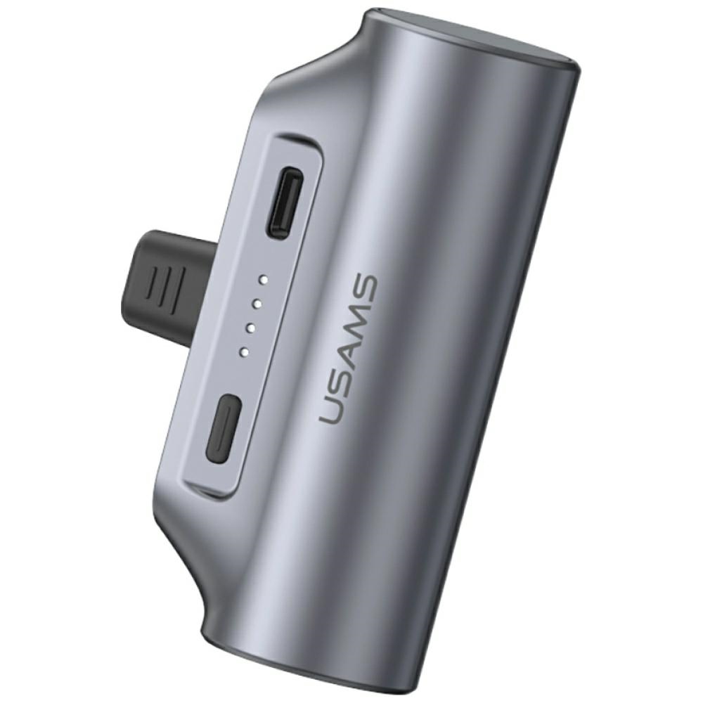 Usams Pb79 Mini Powerbank Mit Heckstecker, Tragbar, 3000 Mah, Usb-c, Grau