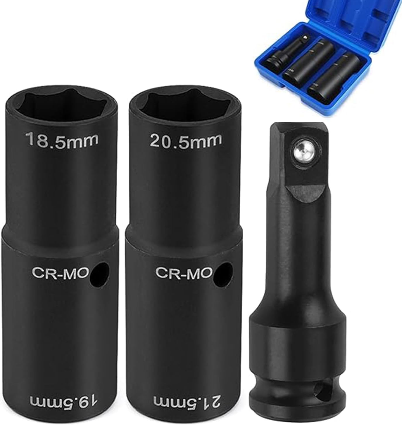 Jeu De 3 Douilles Pour Écrous De Roue, Douilles À Double Tête De 18,5, 19,5, 20,5 Et 21,5 Mm Avec Rallonge De 7,5 Cm Pour Clés À Écrous De Roue À Entraînement 1/2", Compatible Avec Ford, Land Rover Et
