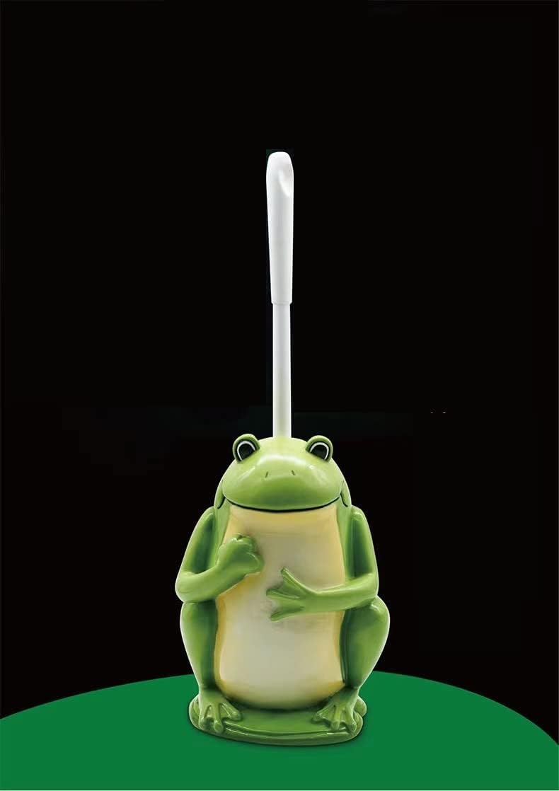Brosse De Toilette Compacte, Porte-brosse De Toilette Ludique En Résine, Motif Grenouille, Vert