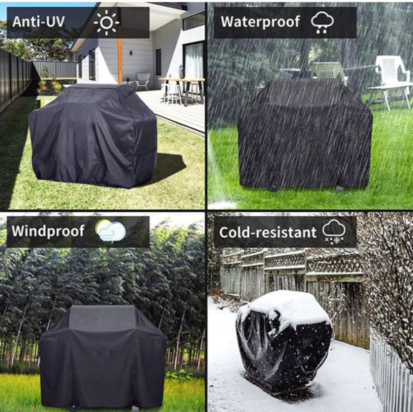 Housse De Barbecue Résistante Aux Intempéries En Tissu Oxford, Pour Barbecue À Gaz, Imperméable, Coupe-vent, Résistante Aux Uv Et Aux Déchirures, 145 X 61 X 117 Cm