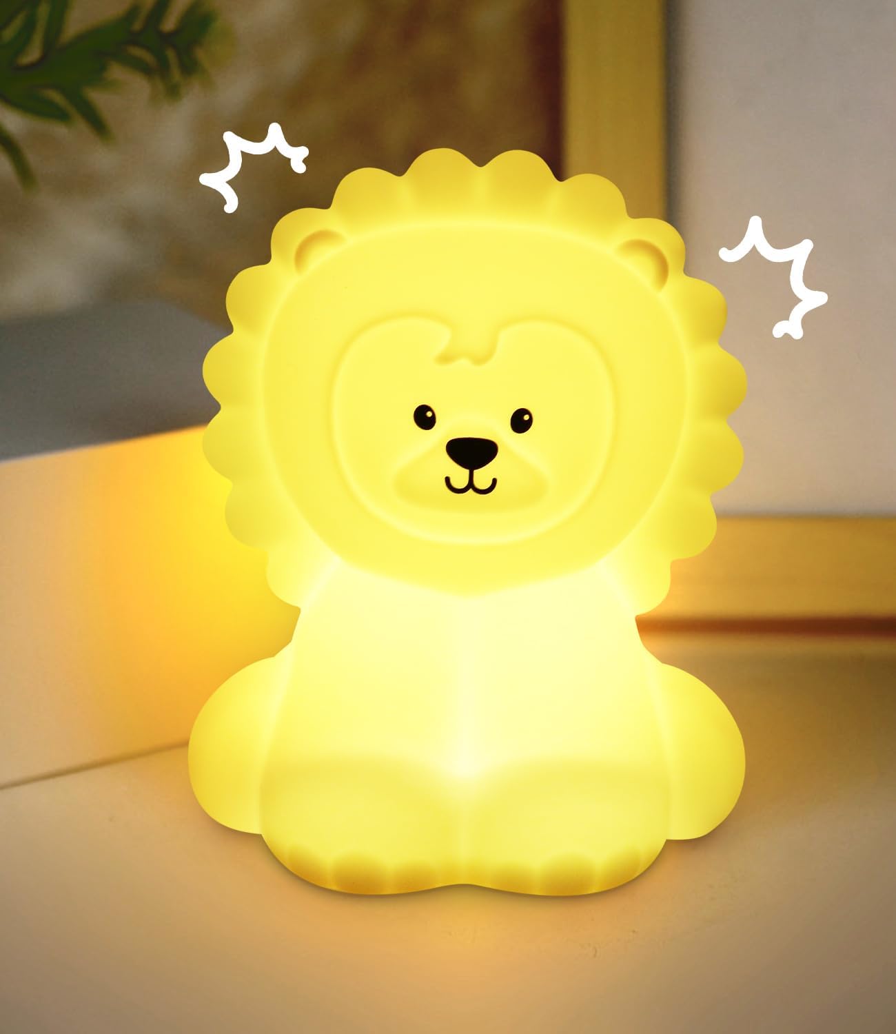 Veilleuse Rechargeable Pour Enfants Avec 9 Couleurs Et Minuterie, Lampe De Chevet Pour Enfants, Veilleuse Lion, Lampe D'Allaitement, Lampe Led Portable En Silicone À Intensité Variable Et Tactile Pour