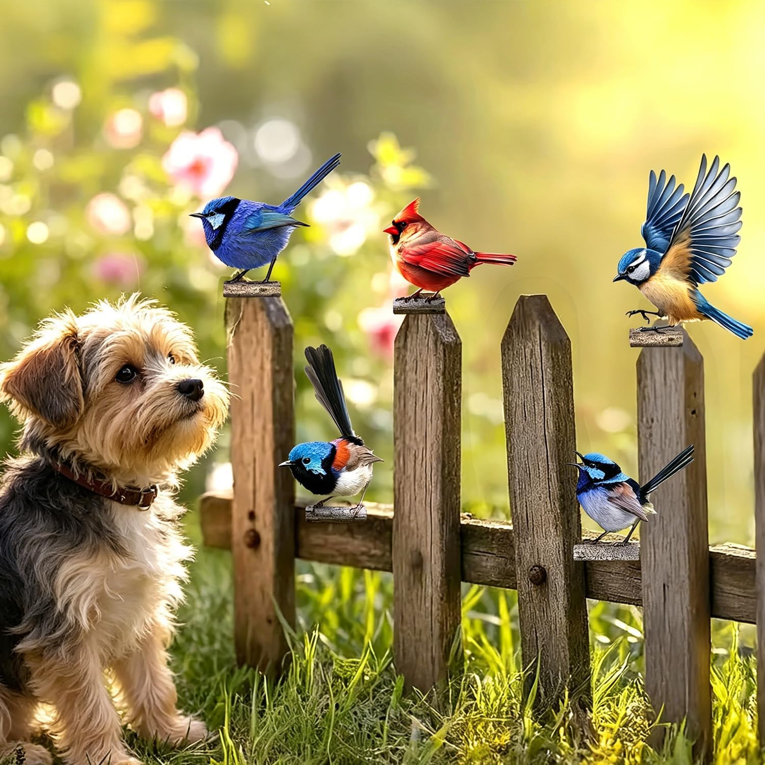 Décoration De Jardin Stk : Oiseau Peint, À Planter Dans Un Piquet, Résistant Aux Intempéries, En Métal, Art De Jardin 2d Aux Couleurs Vives, Décoration D'Oiseau En Métal Pour Clôture En Bois.