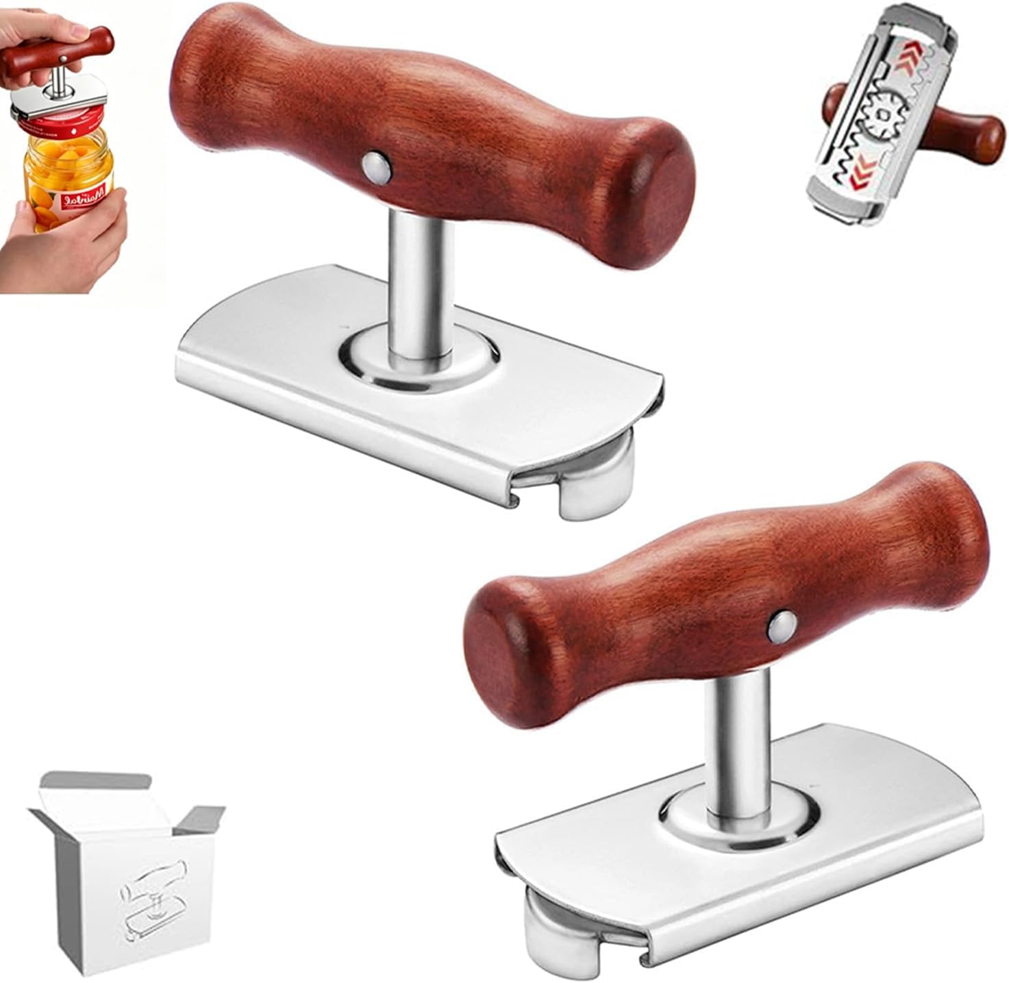 Ouvre-boîte Pcs En Acier Inoxydable, Ouvre-boîte Manuel Réglable Pour Bocaux De 1 À 10 Cm, Ouvre-bocal, Ouvre-couvercle, Ouvre-bouteille Pour Seniors, Ouvre-capsule À Vis Ergonomique Avec Poignée