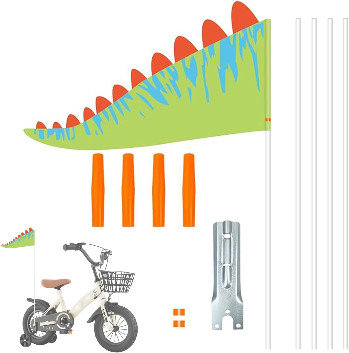 Drapeau De Vélo Pour Enfants De 150 Cm, Fanion De Vélo Avec 5 Hampes, Fanion De Sécurité Imperméable Et Réglable Pour Remorques De Vélo Et Trottinettes, Drapeau De Sécurité Pour Garçons Et Filles Pour