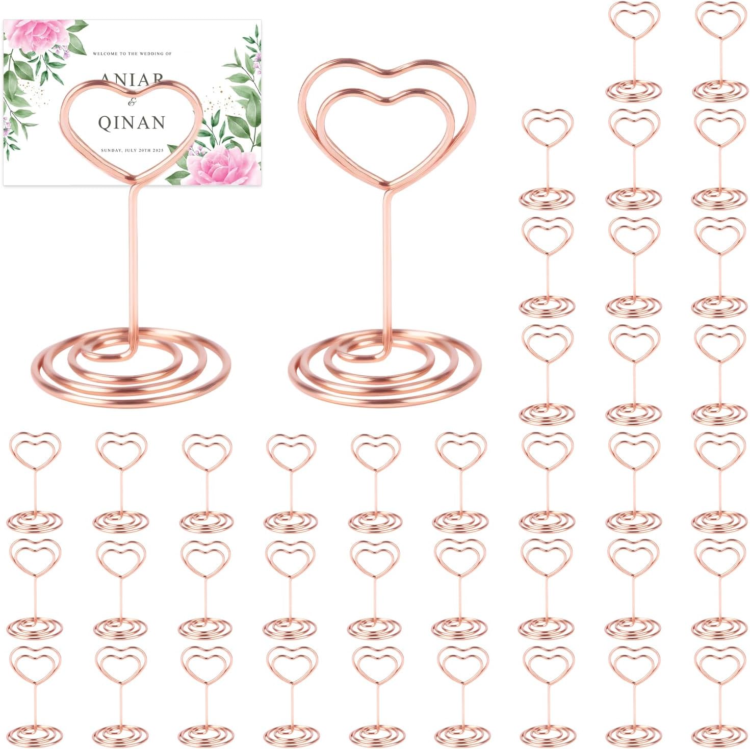 Lot De 40 Porte-cartes, Porte-photos, Présentoirs, Porte-menus, Porte-photos À Pinces, Porte-mémos Et Porte-cartes De Table En Or Rose, Parfaits Pour Les Mariages, Anniversaires, Remises De Diplômes E