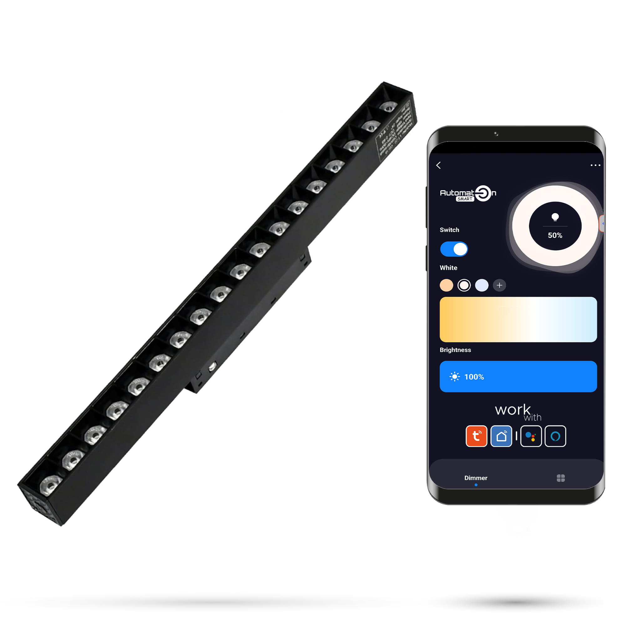 2,4 Ghz Led-linearstrahler Mit Gitter, 18 W, Für Magnetschienen Smart Track, 48 V Dc, 3000–5000 K, Dimmbar