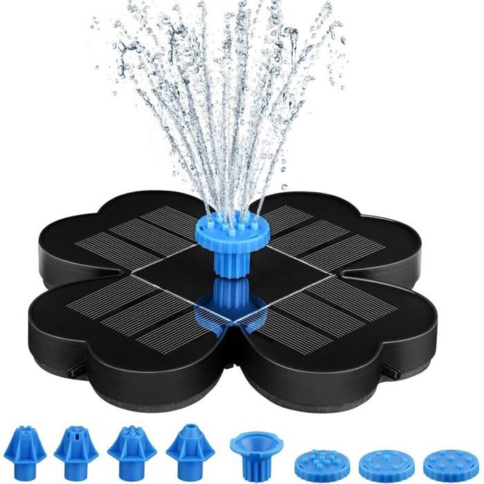 3,5-w-solarbrunnen, 8 Düsen, 600 Liter/stunde Durchflussrate, 1,5 Meter Hoch, Kleeblatt-design, Inklusive Installationszubehör, Marke Zqyrlar.