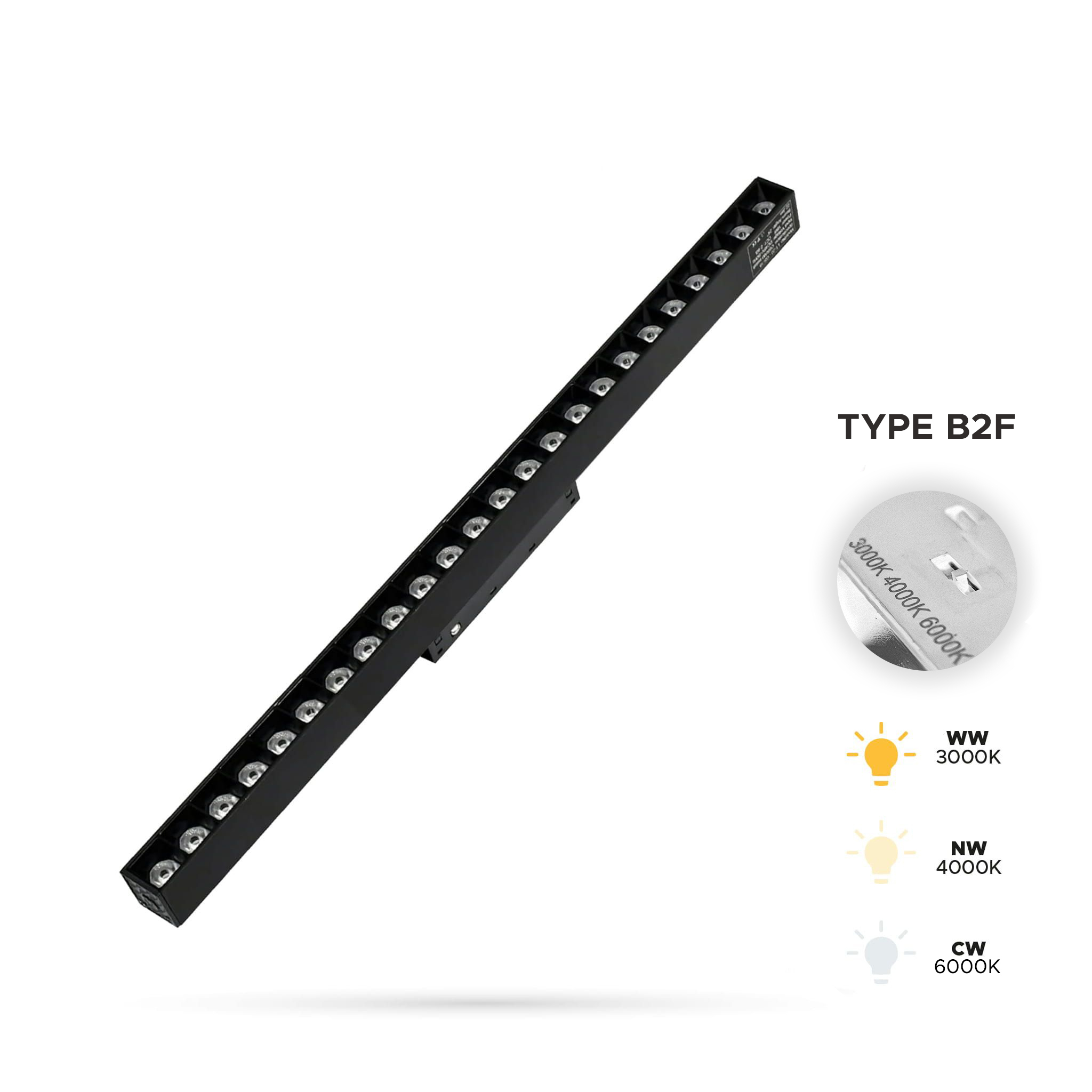 Linearer Gitterstrahler 24 W 3 Cct Typ B2f Für Smart Track Magnetschienen 48 V Dc