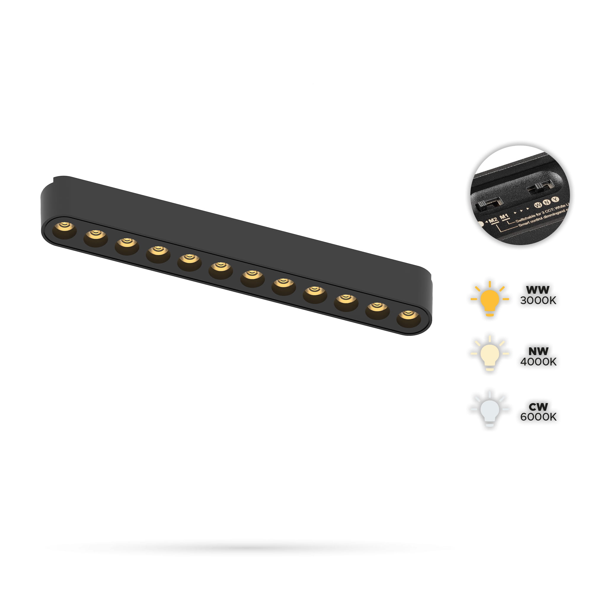 12-w-t12-linearstrahler Für Slim Track- Und Fiberflex-schienen, 24 V Dc, 3 Farbtemperaturen (3000 K, 4000 K, 6000 K)