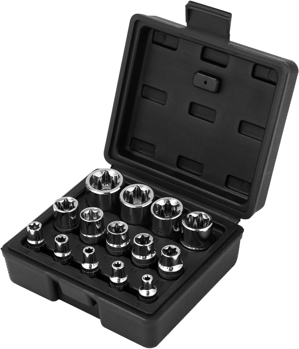 Jeu De 14 Douilles Torx, Jeu De Douilles Torx, Jeu De Douilles À Profil E, Douilles Torx Externes 1/4 Pouce, 3/8 Pouce Et 1/2 Pouce E4 E5 E6 E7 E8 E10 E11 E12 E14 E16 E18 E20 E22 E24
