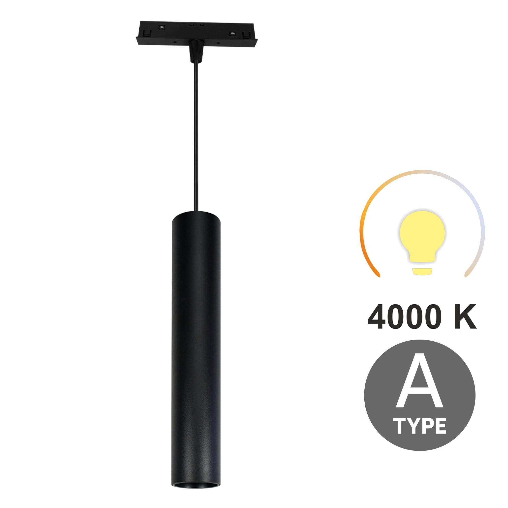 Led-röhren-pendelleuchte, Schwarz, 10 W, 4000 K, Neutralleiter, Typ A, Für Smart Track Magnetschienen, 48 V Dc