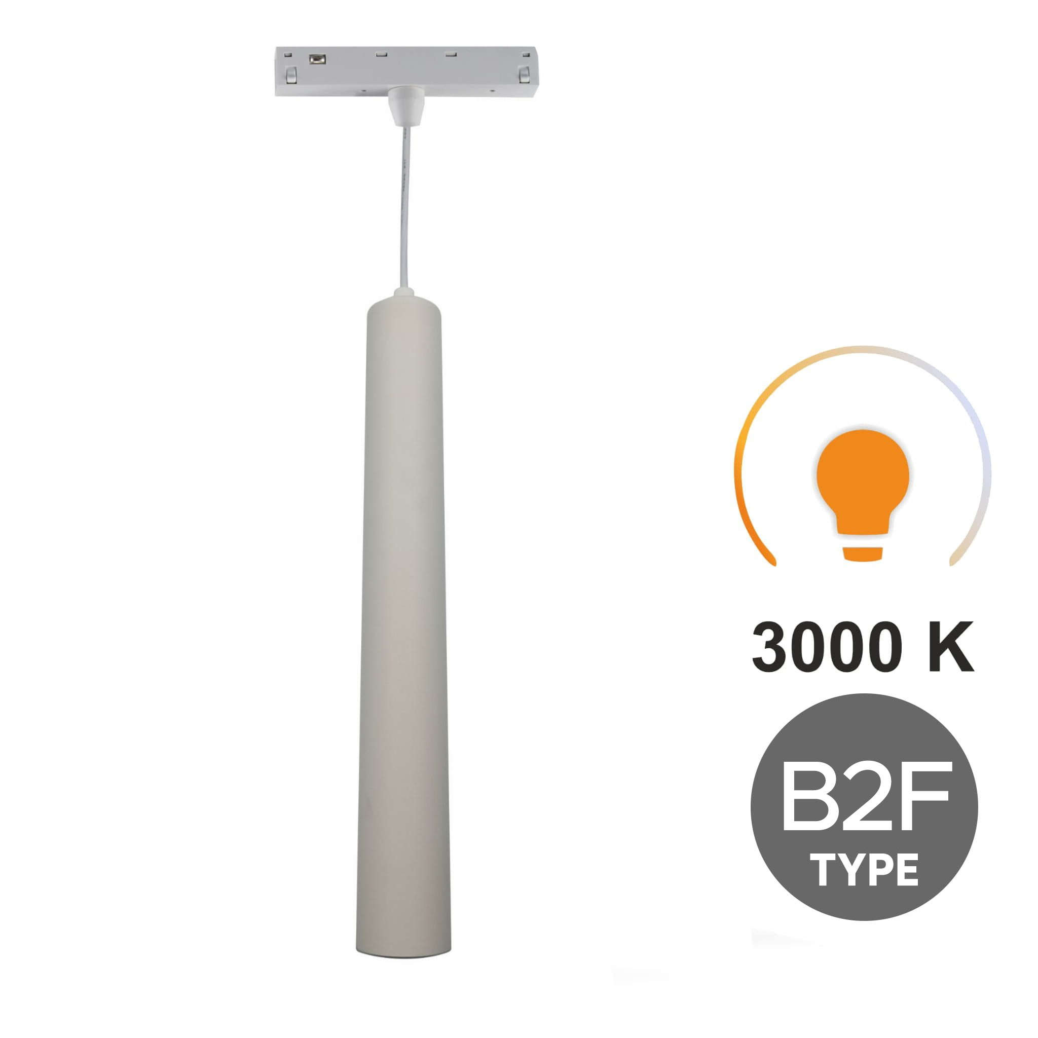 Led-röhren-pendelleuchte, Weiß, 10 W, 3000 K Warmweiß, Typ B2f, Für Smart Track Magnetschienen, 48 V Dc