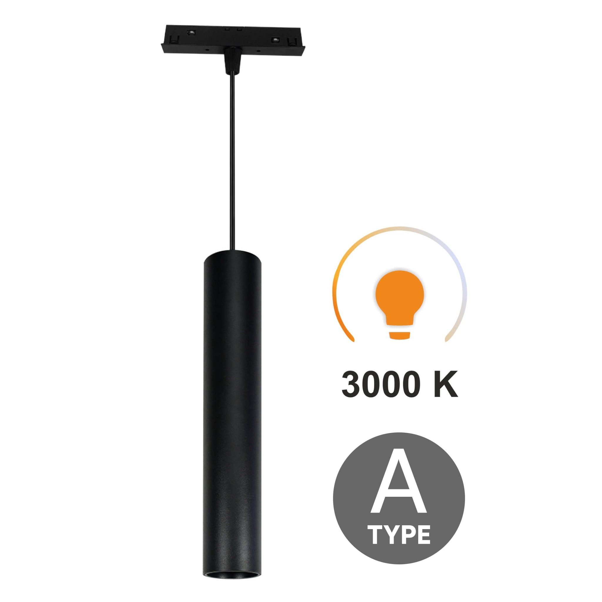 Led-röhren-pendelleuchte, Schwarz, 10 W, 3000 K, Typ A, Warmweiß, Für Magnetische Schienen, Smart Track, 48 V Dc