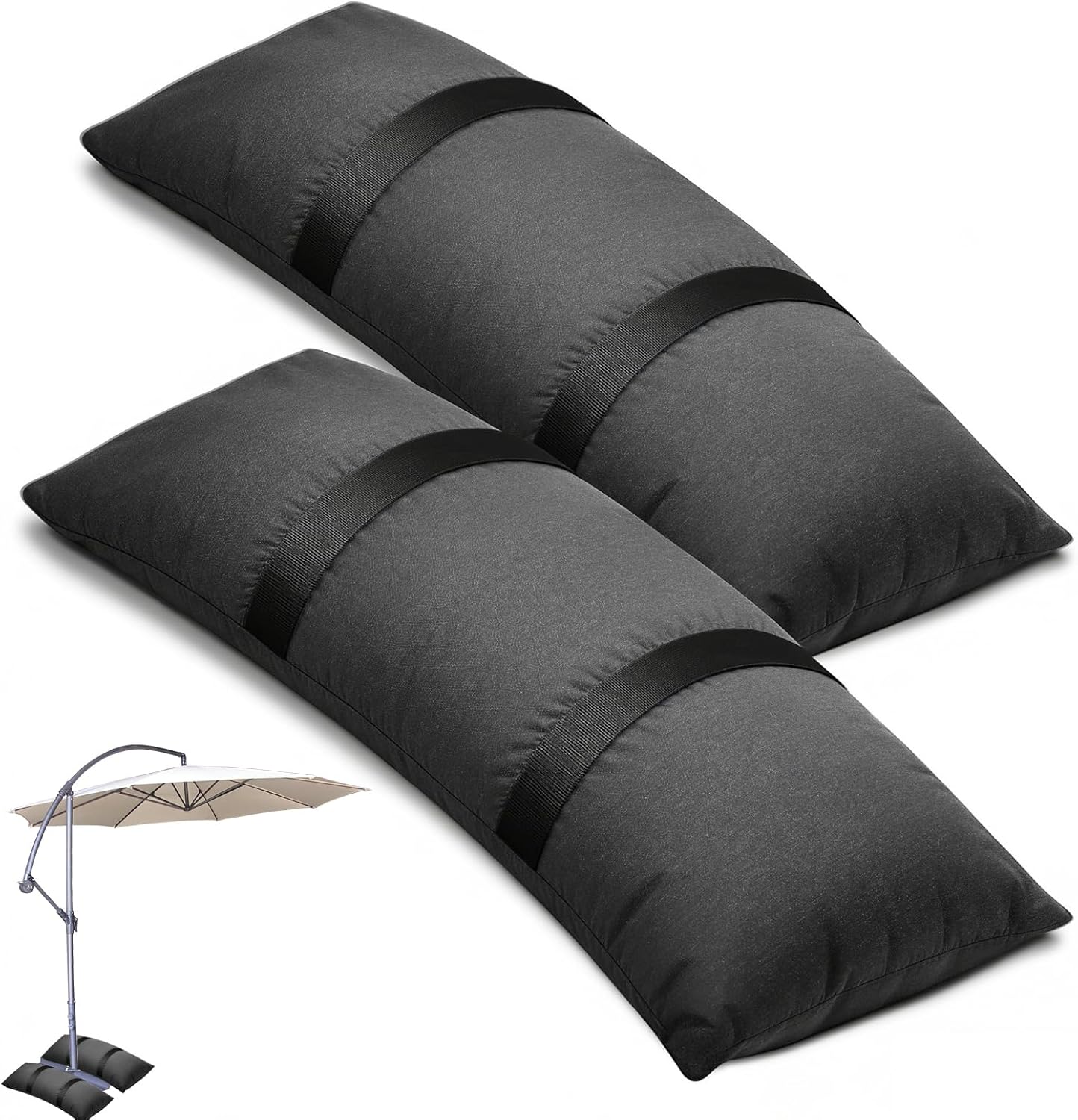 Sacs De Sable Lestés, Lot De 2, Remplissage De 25 Kg, 72 X 30 Cm. Sacs De Sable Lestés Pour Parasol, Tonnelle, Trampoline Et Mobilier De Jardin.