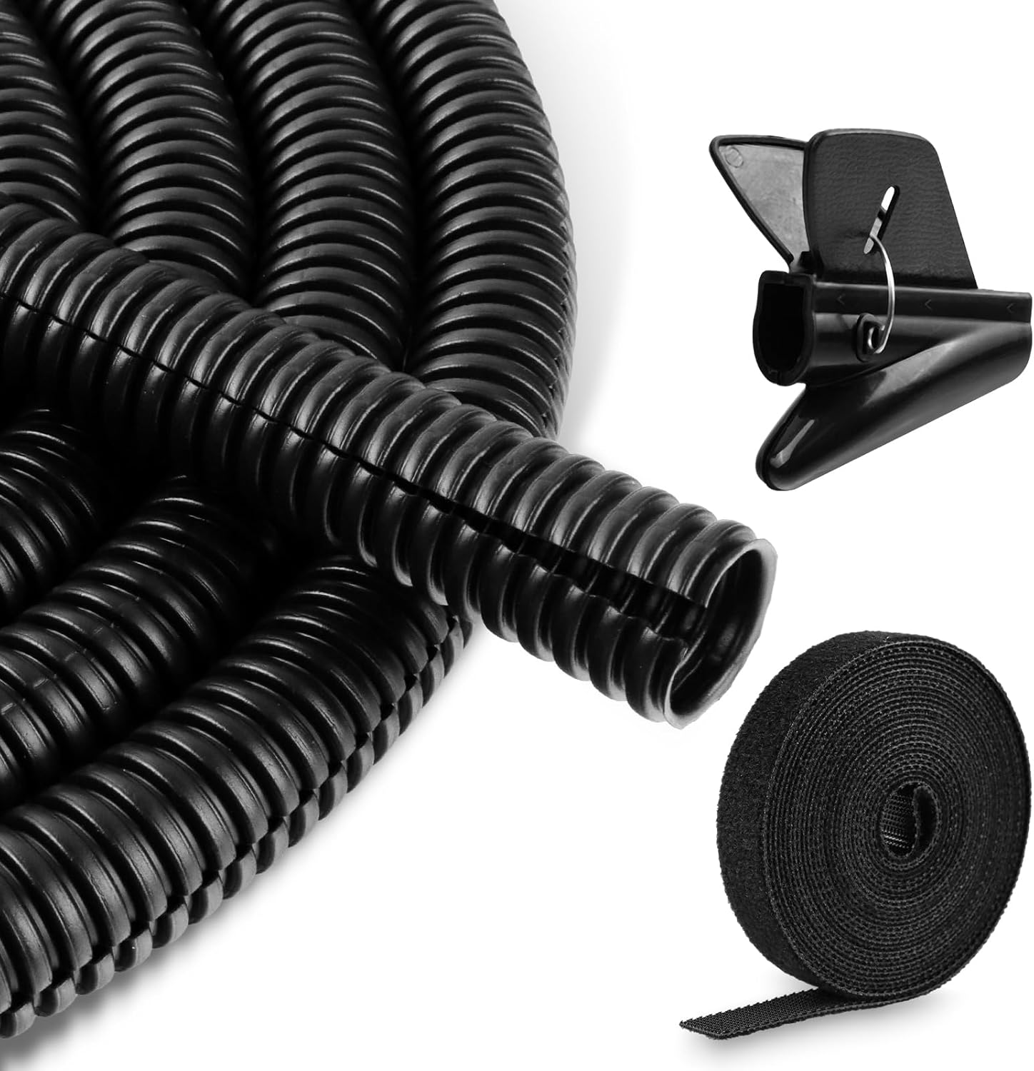 Gaine De Protection Noire Longue Avec Système De Gestion Flexible Des Câbles Pour Tv, Pc, Maison, Bureau Et Jardin. Protège Les Câbles Des Morsures De Chiens Et De Chats.