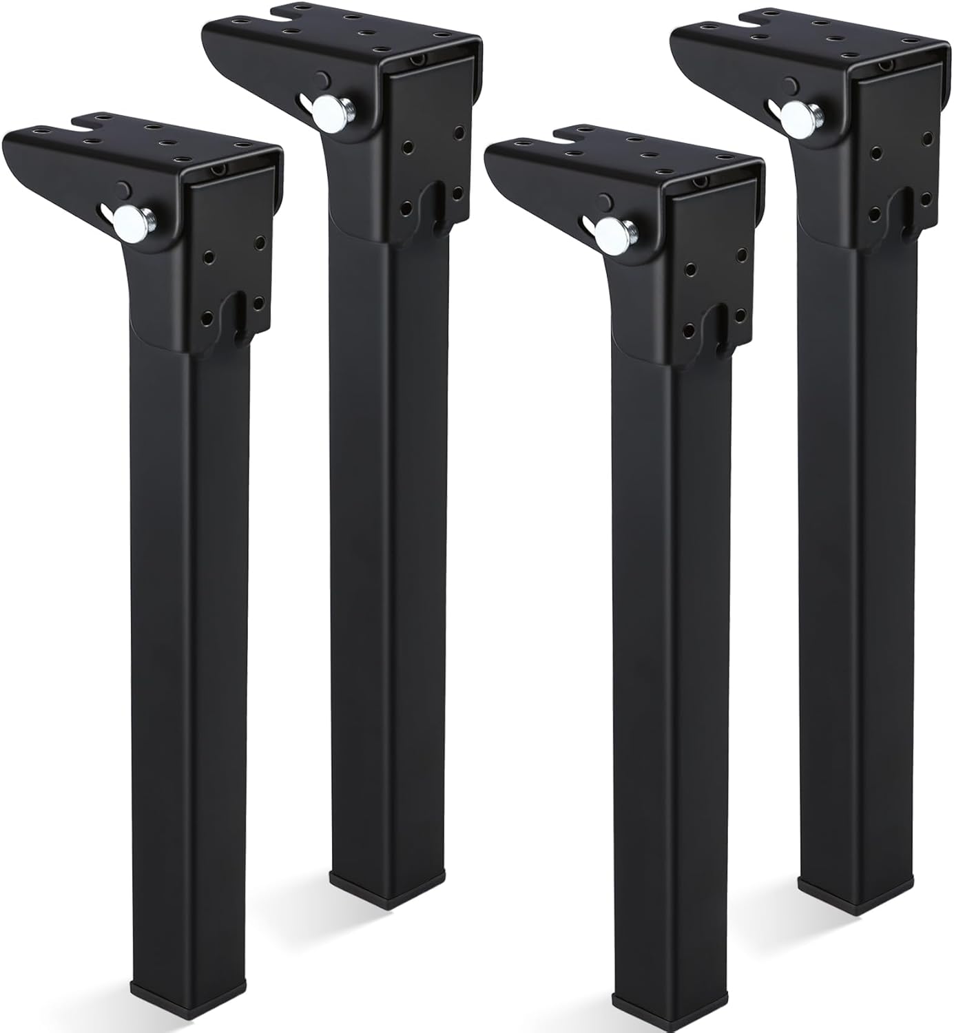 Lot De 4 Pieds De Table Pliables, 30 Cm, Noirs, En Métal Robuste, Pliables Avec Vis, Pour Bureau, Table Basse, Lit Et Meubles À Monter Soi-même