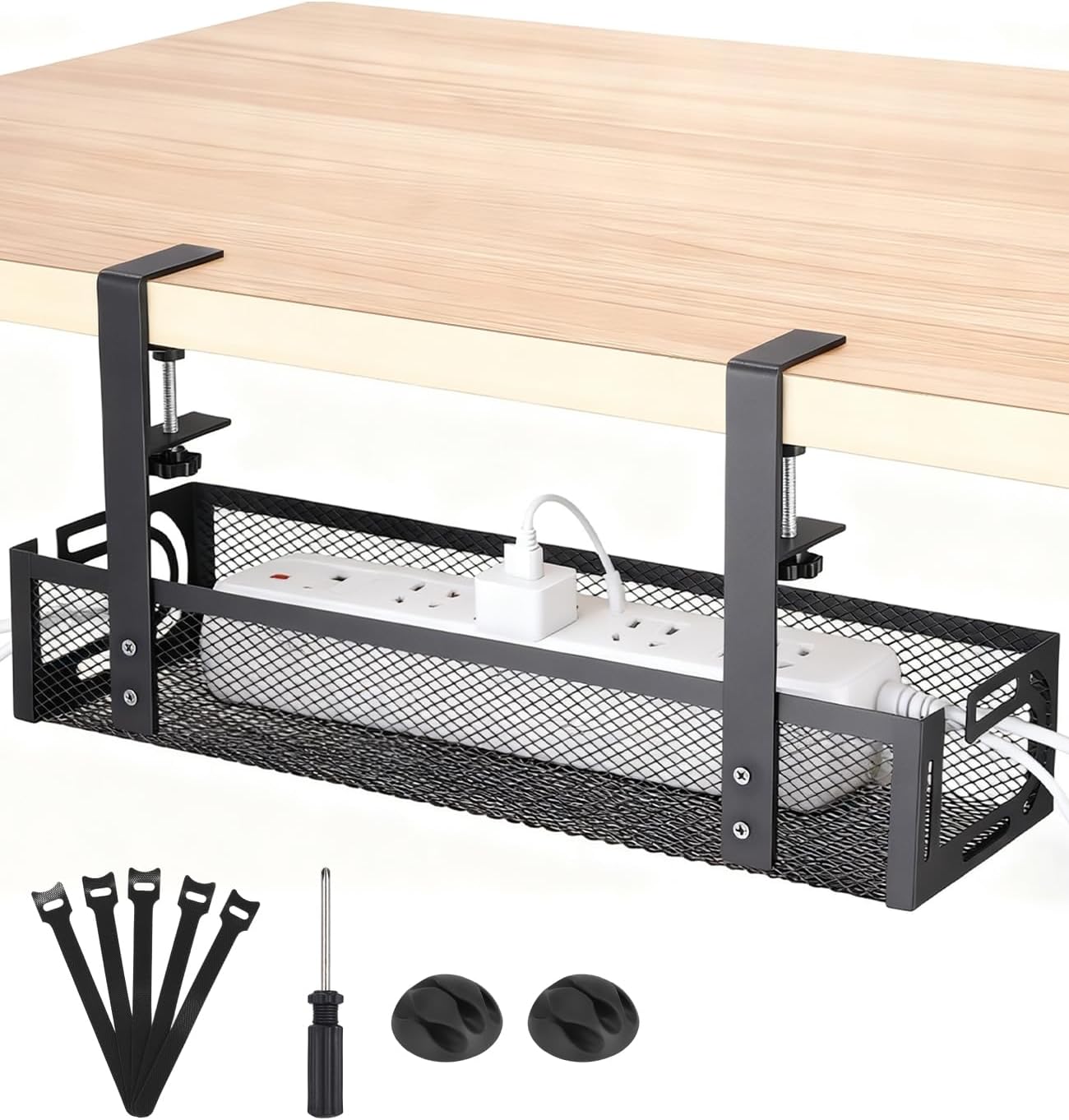 Goulotte De Câbles Pour Bureau, Sans Perçage, Gestion Des Câbles Sous Le Bureau (39 Cm), Organisateur De Câbles Pour Le Bureau, Goulotte De Câbles À Placer Sous Le Bureau, Noir, Panier À Câbles Pour L