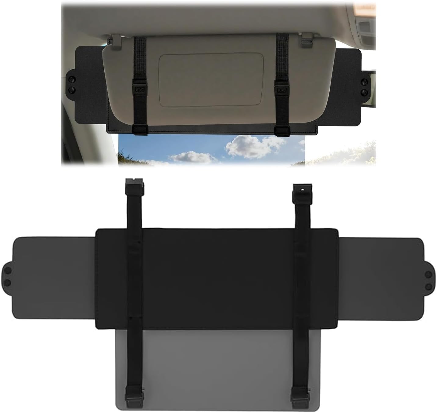 Extension De Pare-soleil De Voiture, Anti-éblouissement, Protection Uv Et Contre Les Radiations, Avec Bretelles Réglables Pour Conducteur Et Passager, Noir