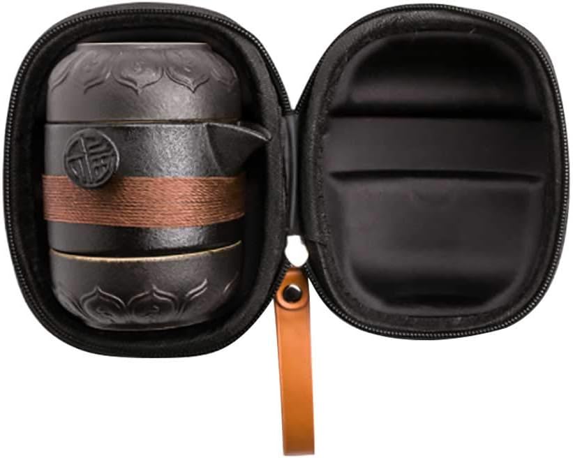 Service À Thé Kung Fu Portable Pour Les Voyages, Comprenant Une Théière Et Deux Tasses En Porcelaine, Idéal Comme Cadeau Ou Pour Un Usage Personnel.