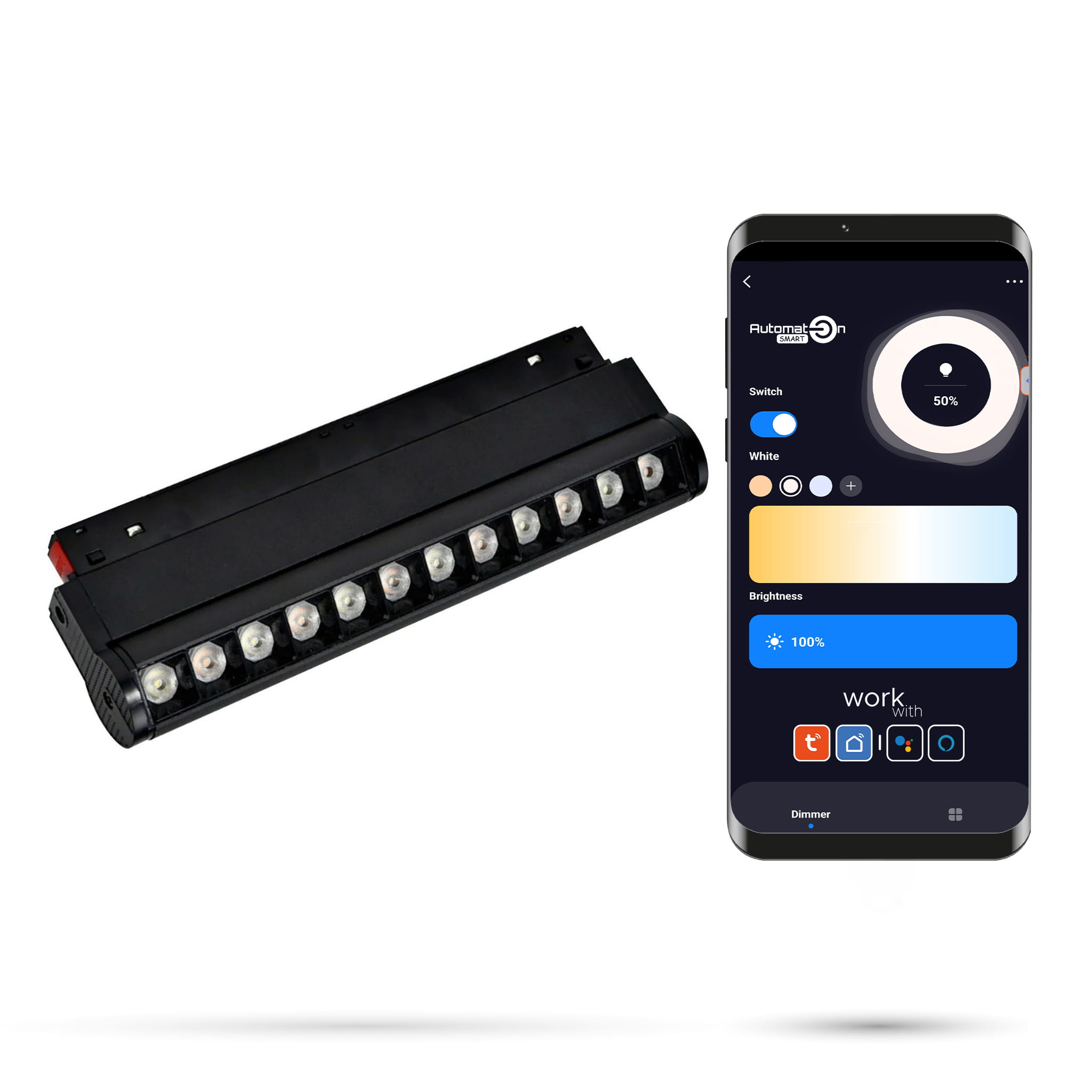 Led-linearstrahler Mit Wlan/zigbee, Einstellbar, 12 W, Für Magnetschienen, Smart Track, 48 V Dc, 3000–5000 K, Dimmbar